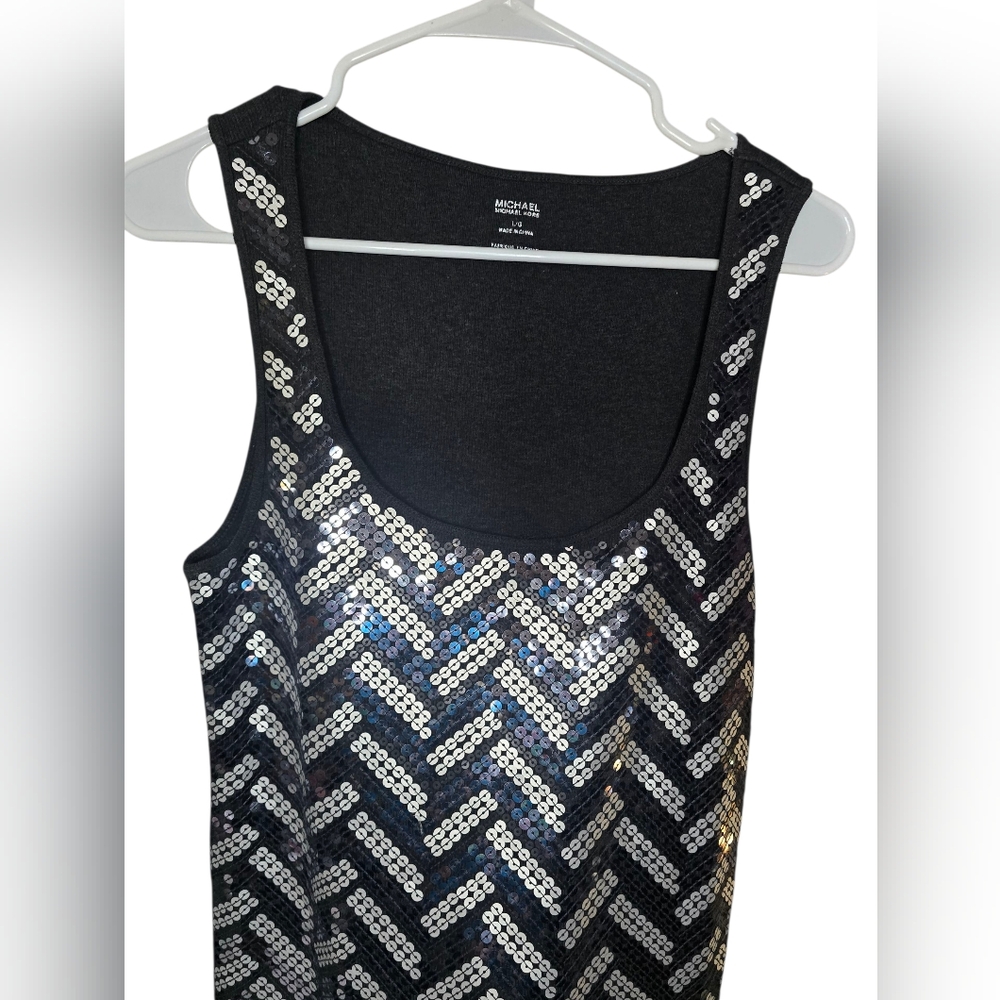 Michael Kors Silver Sequin Sleeveless Tank Top Size L